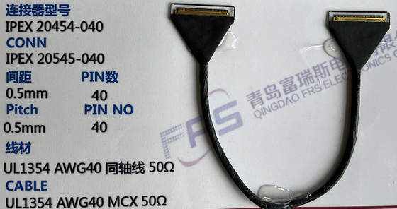 conjuntos de cabo elétrico do Pin 0.5mm do conector 40 de 330mm Awg40 LVDS