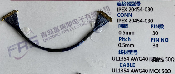 40awg micro conjuntos de cabo do conector 250mm do Pin LVDS do co-axial 30