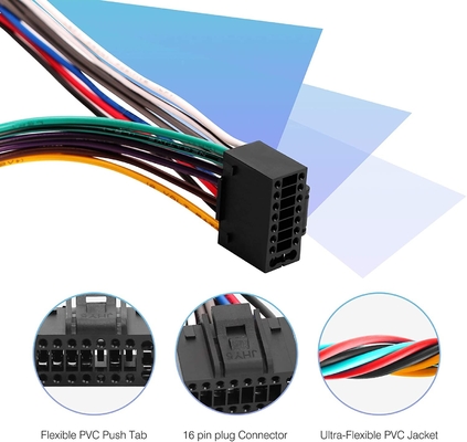 18AWG 4 cablagens de Pin Car Stereo Connector Electrical do orador 16