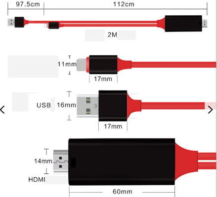 8 cabo do áudio do conjunto de cabo 1080p do Pin 2m HDMI a Hdmi para o iPhone 13 13Plus