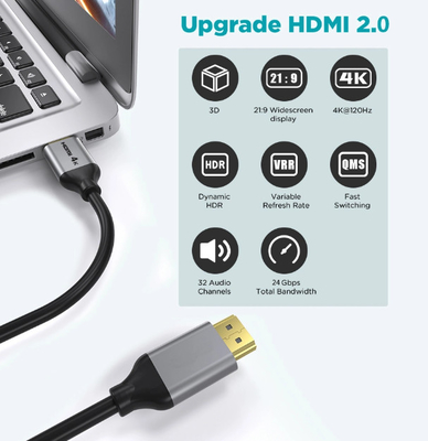 fibra ótica do conjunto de cabo 4k de 60hz HDMI 3840x2160 15m